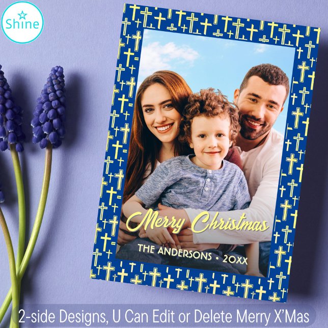 Tarjeta Festiva Navidades de la Cruz Cristiana Elegante Navía Scri (Subido por el creador)