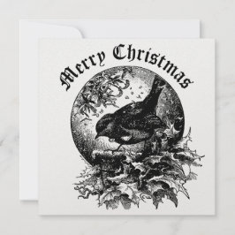 Tarjeta Festiva Navidades de la era victoriana: Ave, Holly y Mistl