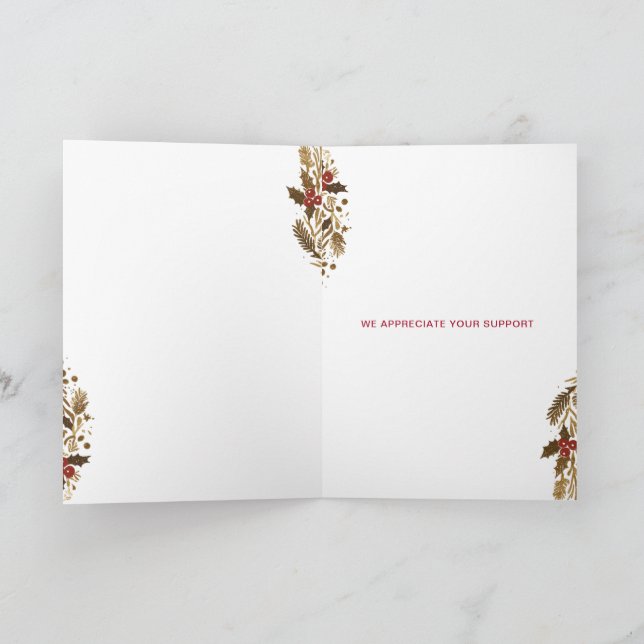 Tarjeta Festiva Navidades de la Escala de Justicia de Oro Holly Wr (Interior)