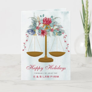 Tarjeta Festiva Navidades de la Escala de Justicia de Oro Holly Wr
