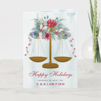 Tarjeta Festiva Navidades de la Escala de Justicia de Oro Holly Wr