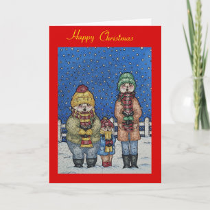 Tarjeta Festiva navidades de la escena de nieve de cantantes de vi