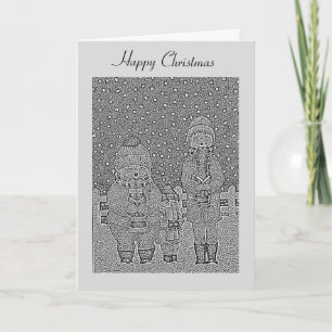 Tarjeta Festiva navidades de la escena de nieve de cantantes de vi