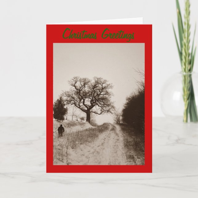 Tarjeta Festiva navidades de la escena nevada de la ruta rural ing (Anverso)