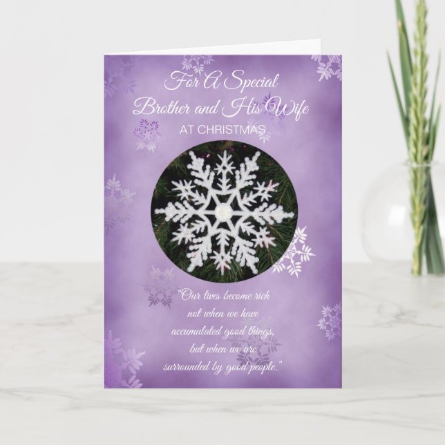 Tarjeta Festiva Navidades de la esposa del hermano Snowflake (Anverso)