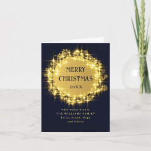 Tarjeta Festiva Navidades de la espuma de la marina de oro