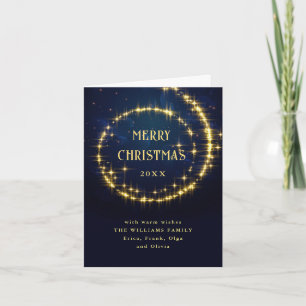 Tarjeta Festiva Navidades de la espuma de la marina de oro