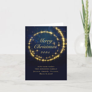 Tarjeta Festiva Navidades de la espuma de la marina de oro