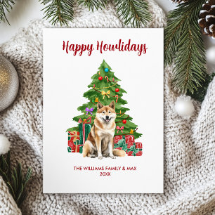 Tarjeta Festiva Navidades de la familia Akita Dog