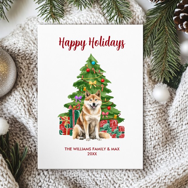 Tarjeta Festiva Navidades de la familia Akita Dog (Subido por el creador)