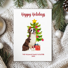 Tarjeta Festiva Navidades de la familia Cute Australian Shepherd D