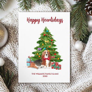 Tarjeta Festiva Navidades de la familia Cute Basset Hound Dog