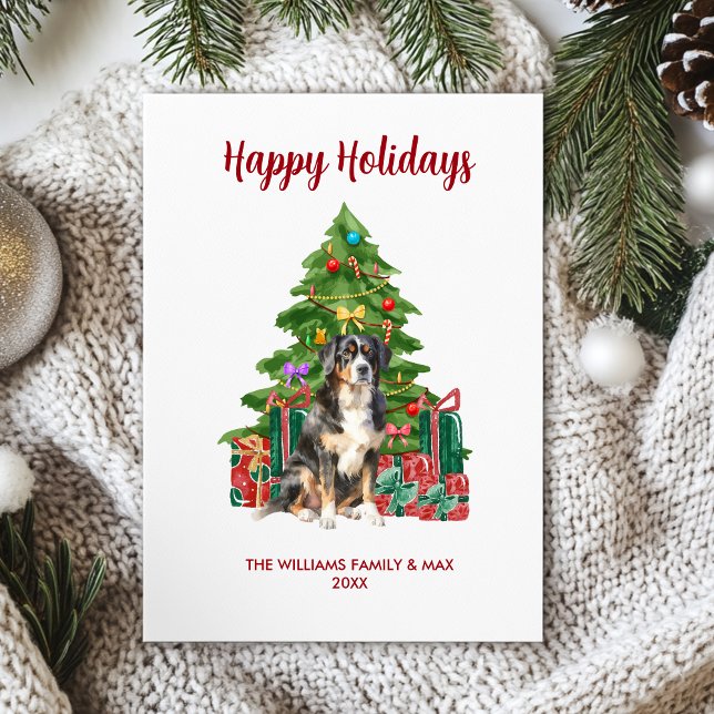 Tarjeta Festiva Navidades de la familia Cute Bernese Mountain Dog (Subido por el creador)