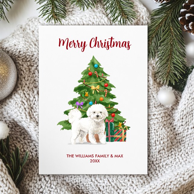 Tarjeta Festiva Navidades de la familia Cute Bichon Frise Dog (Subido por el creador)