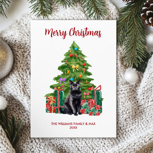 Tarjeta Festiva Navidades de la familia Cute Bombay Black Cat
