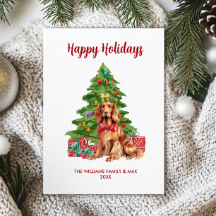 Tarjeta Festiva Navidades de la familia Cute Irish Setter Dog