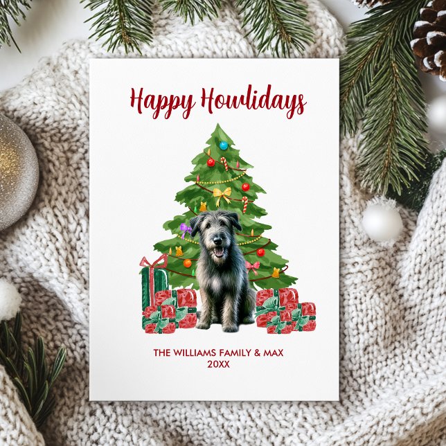 Tarjeta Festiva Navidades de la familia Cute Irish Wolfhound Dog (Subido por el creador)