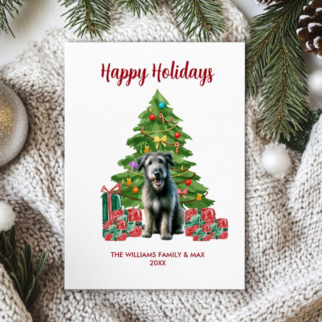 Tarjeta Festiva Navidades de la familia Cute Irish Wolfhound Dog (Subido por el creador)