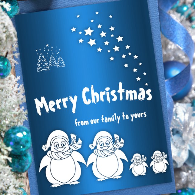 Tarjeta Festiva Navidades de la familia Cute Penguin (Subido por el creador)