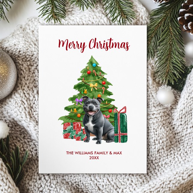 Tarjeta Festiva Navidades de la familia Cute Pitbull (Subido por el creador)