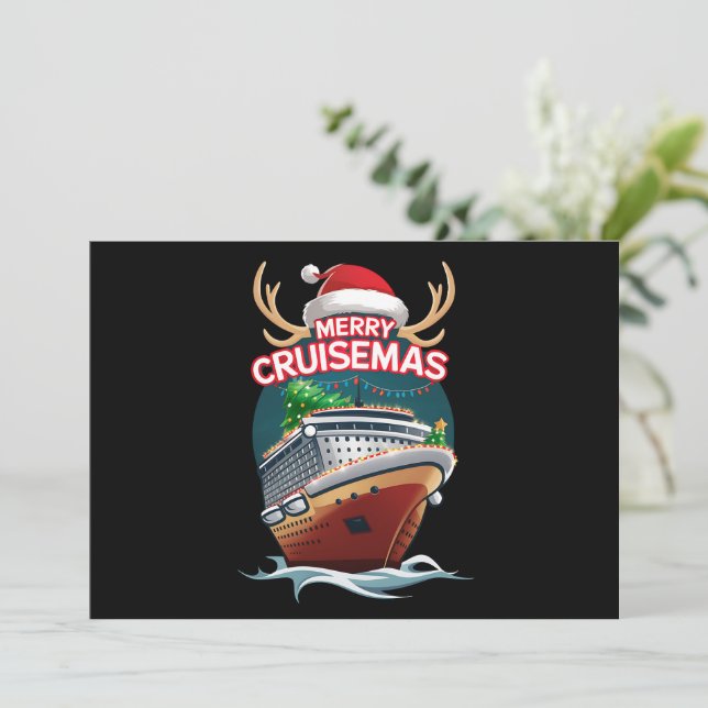 Tarjeta Festiva Navidades de la familia de cruisemas con crucero d (Anverso de pie)