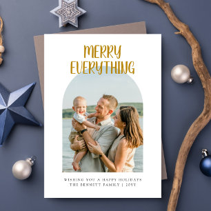 Tarjeta Festiva Navidades de la familia de fotos de Merry Everythi