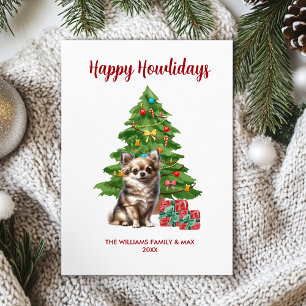 Tarjeta Festiva Navidades de la familia de perros Chihuahua
