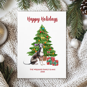 Tarjeta Festiva Navidades de la familia de perros Cute Greyhound