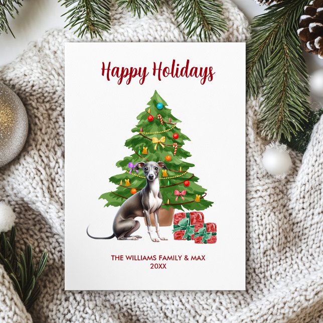 Tarjeta Festiva Navidades de la familia de perros Cute Greyhound (Subido por el creador)