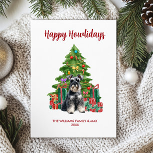 Tarjeta Festiva Navidades de la familia de perros Schnauzer en min