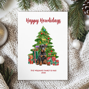 Tarjeta Festiva Navidades de la familia Dobermann Dog