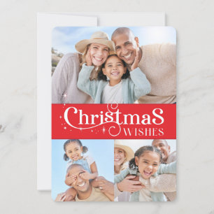 Tarjeta Festiva Navidades de la FAMILIA FOTO tipografía elegante r