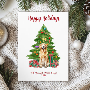 Tarjeta Festiva Navidades de la familia Golden Retriever Dog