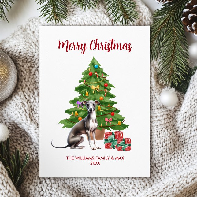 Tarjeta Festiva Navidades de la familia Greyhound Dog (Subido por el creador)