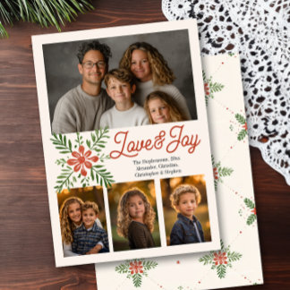 Tarjeta Festiva Navidades de la familia Joy Vintage Dainty Flower 