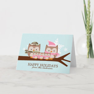 Tarjeta Festiva Navidades de la familia Lechuza Militar