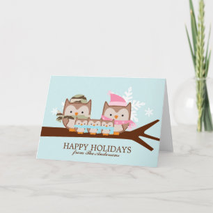 Tarjeta Festiva Navidades de la familia Lechuza Militar