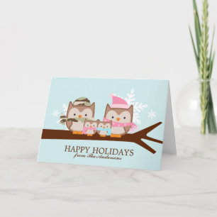 Tarjeta Festiva Navidades de la familia Lechuza Militar