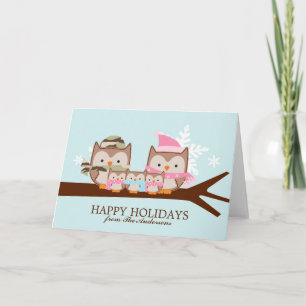 Tarjeta Festiva Navidades de la familia Lechuza Militar