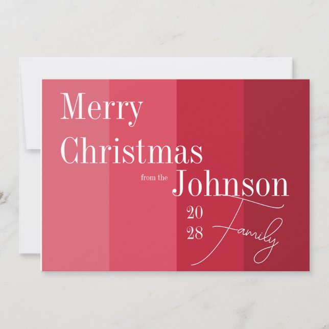 Tarjeta Festiva Navidades de la familia Merry Christmas Red Stripe (Anverso)