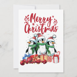Tarjeta Festiva Navidades de la familia Penguin