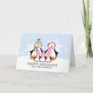 Tarjeta Festiva Navidades de la familia Pingüino Militar