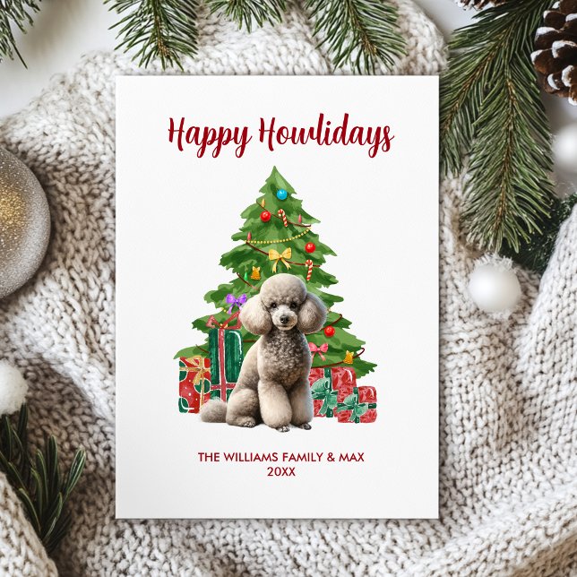Tarjeta Festiva Navidades de la familia Poodle Dog (Subido por el creador)