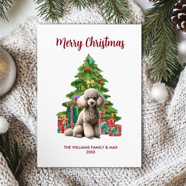 Tarjeta Festiva Navidades de la familia Poodle Dog (Subido por el creador)
