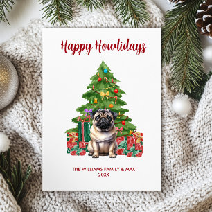 Tarjeta Festiva Navidades de la familia Pug Dog