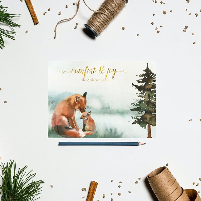 Tarjeta Festiva Navidades de la familia Rustic Fox (Subido por el creador)
