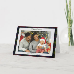 Tarjeta Festiva Navidades de la familia Rustic Plaid Malcolm Tarta