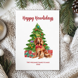 Tarjeta Festiva Navidades de la familia Setter Dog de Irlanda