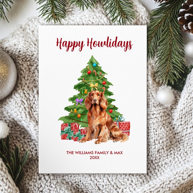 Tarjeta Festiva Navidades de la familia Setter Dog de Irlanda (Subido por el creador)
