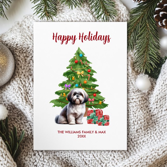 Tarjeta Festiva Navidades de la familia Shih Tzu Dog (Subido por el creador)